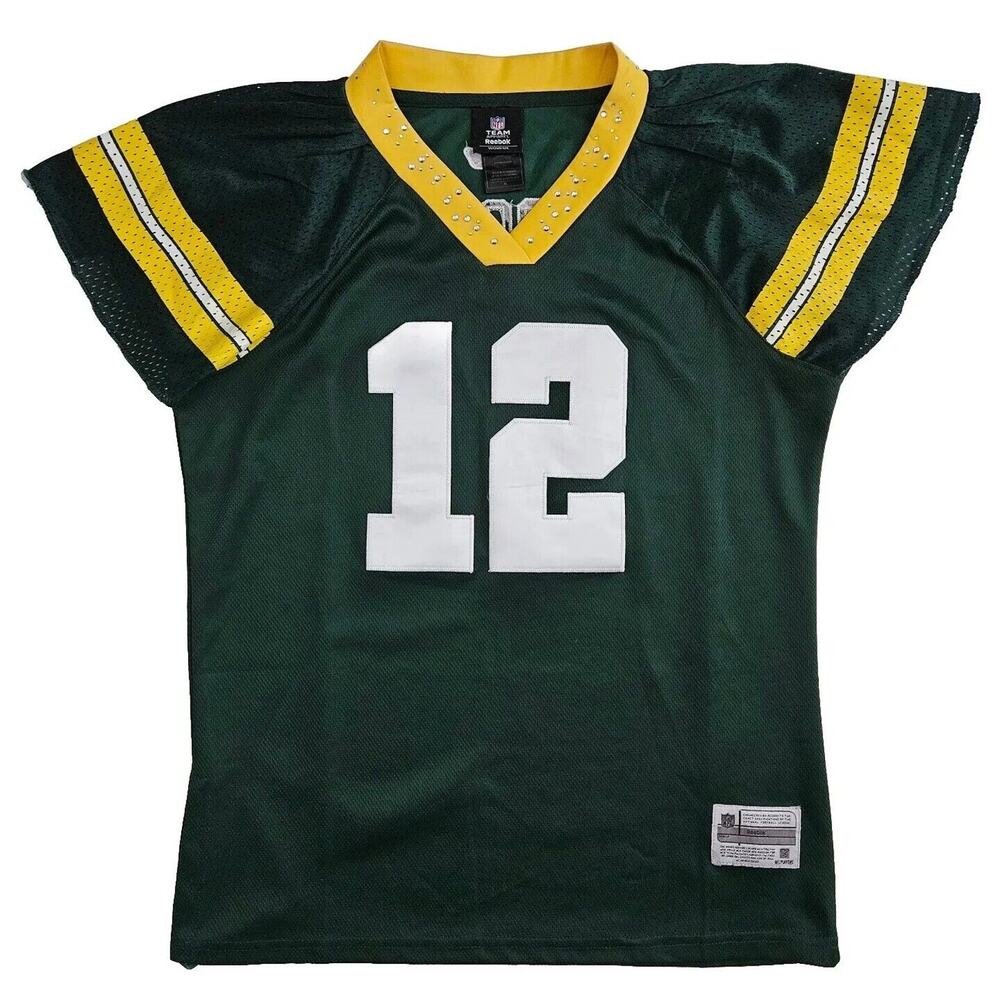 Aaron Rodgers Green Bay Packers (Womens Size XL) Jersey Green Reebok Sewn Bling
